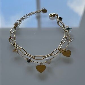 Gold Heart Charm Bracelet